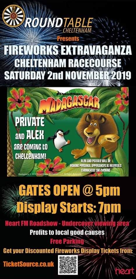 Less than 6 hours left to get your discounted online tickets! Online tickets also get you fast track entry. Get yours now! #fireworks #cheltenham #gloucestershire #CheltenhamRT #CheltenhamRTFireworks #RoundTable #fundraising #charity #cheltenhamracecourse #cheltenhamfireworks