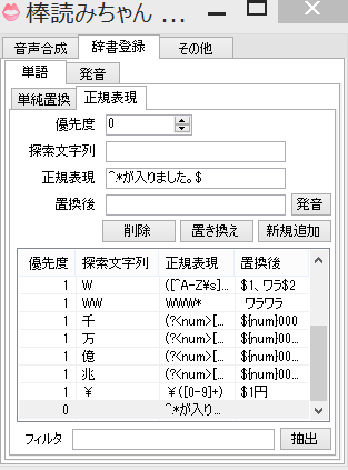 Anos 1 棒読みちゃんでmildomの入室コメント読んじゃうのが気になる人は棒読みちゃんに辞書登録して無理やり消しちゃおうね が入りました 置換後に 半角スペース スマートなやり方じゃないから 他にいい方法があったらいいんだけどね