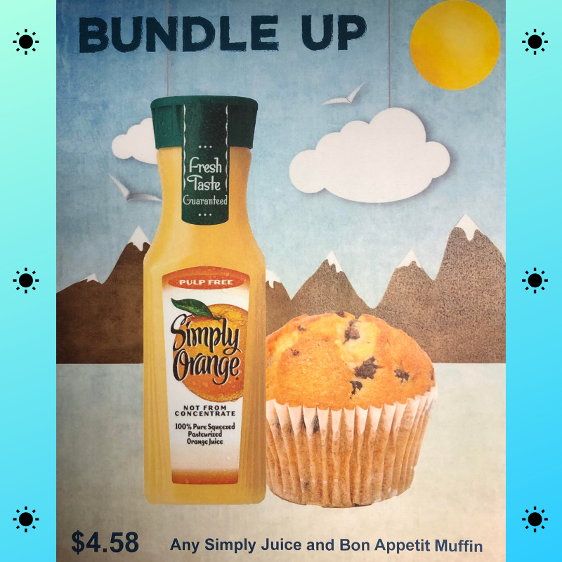 FAUDining's tweet image. November Is Here❗And with the new month, comes a new month bundle 😍 
All of November, you can get any Simple Juice with a Bon Appetit Muffin for just $4.58!! 
#FAUDining #NovemberBundle