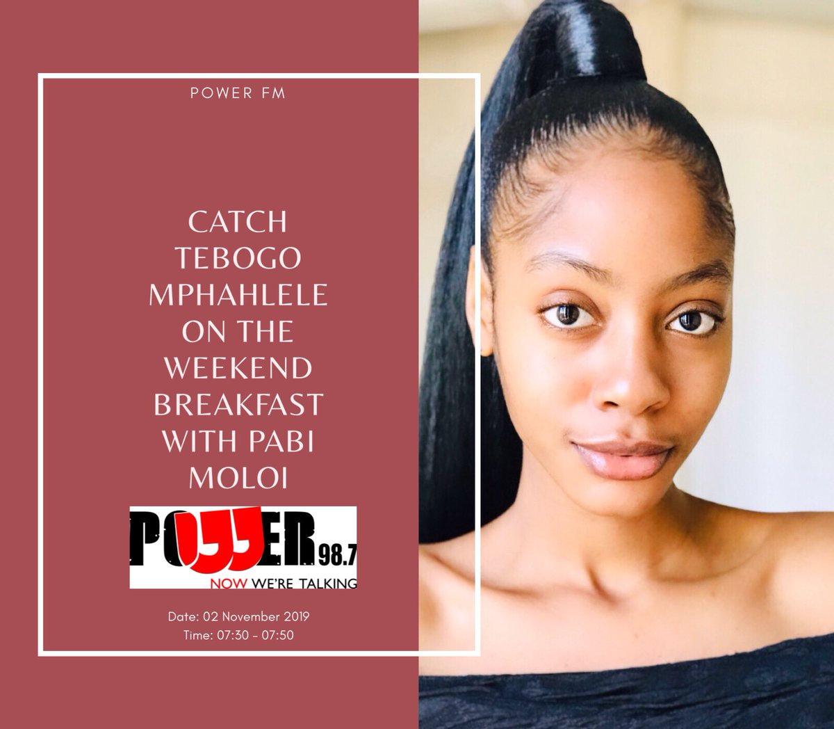 Tebo_Mphahlele's tweet photo. Catch my radio interview with one of my favorite presenters @PabiMoloi tomorrow morning on @Powerfm987 
♥️ https://t.co/nBEyiaOaBT