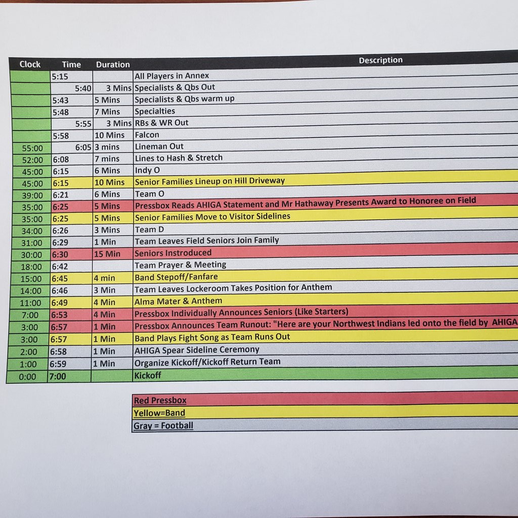 Pregame Schedule For Senior Night tonight vs Loudonville.

LETS COME PREPARED TO:
-Control what we can control
-Get 7 &amp; See if we get Playoff Lucky
-Secure some Program Goals
-Finsh Regular Season Strong
-Send Seniors Out From Smilek Stadium Right

#AHIGA