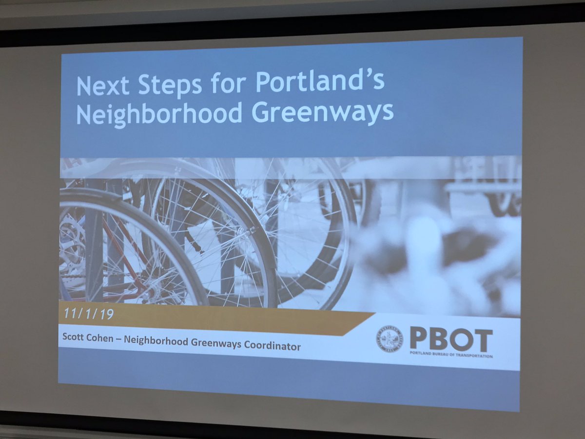 kettlemoraine's tweet photo. If you’re near the @Portland_State campus and love active #transportation, come to @PBOTinfo’s “Next Steps for Neighborhood Greenways” with Scott Cohen!😊🚲 @TimoOptionista @Eguise @bikeloudpdx @rjsheperd @timurender1 @Why_Not_Bikes @BikePortland @enobacon @briandavispdx https://t.co/iKqTBH7o55