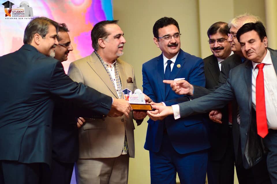 ISCE_Officials's tweet photo. Thanks indeed to Prof. Dr  Muhammad Ali Shah VC QAU Islamabad and Chairman VC Committee Pakistan for his continued guidance, support and gracing 3rd Edition of International Students Convention &amp; Expo 2019 as Guest of Honour. 
#ISC #ISC2019 #ISCKHI #ISCKHI2019 #ISCKHI2k19 #KHI https://t.co/T6wbB0v0z5