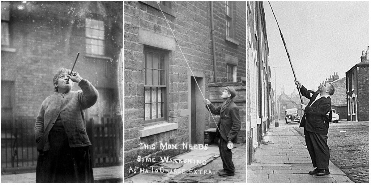 IvanGaidarov's tweet photo. ⏰ Ever wondered what was before #alarm #clocks were invented and accessible? People were hired to knock on the clients' doors or shoot peas at their windows to wake them. This profession was called #Knockerup and was quite famous in Britain and Ireland. 

https://t.co/xkZFlO1aNP https://t.co/4C6f7XiGGK