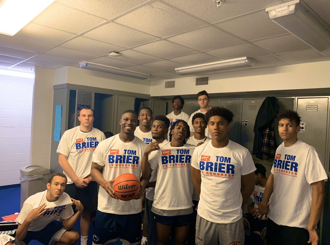 TomBrierJr's tweet photo. Our campaign is a movement! Shout out to the @PSHbgMBB basketball team and the @DemsofHershey for repping their #brierforcongress tees today.
If you’re ready to vote for change, then come with us! #wegotnext #PA10 https://t.co/Xvsqzf7Ors