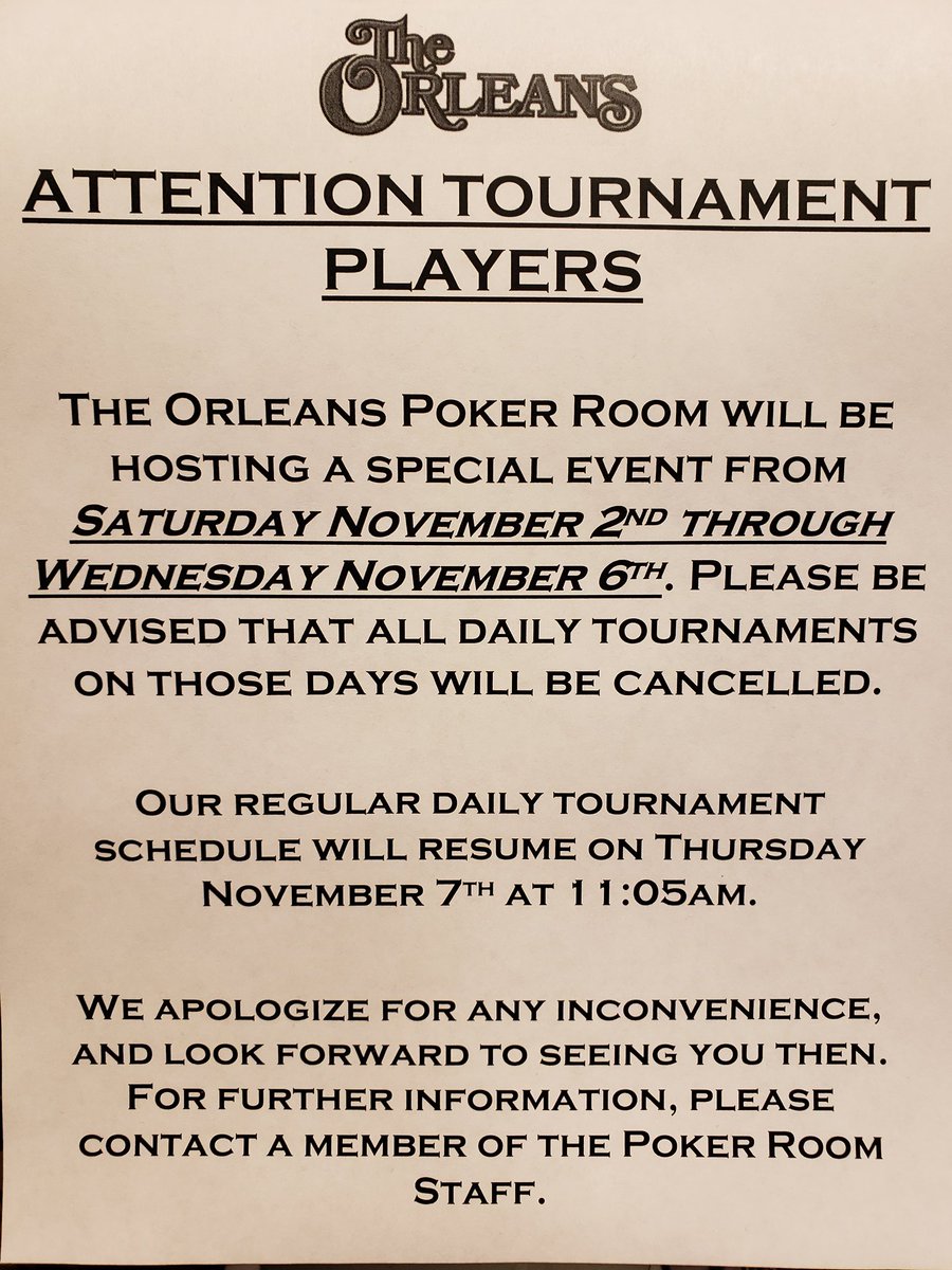 Orleanspokerroom On Twitter Tournament Players Please