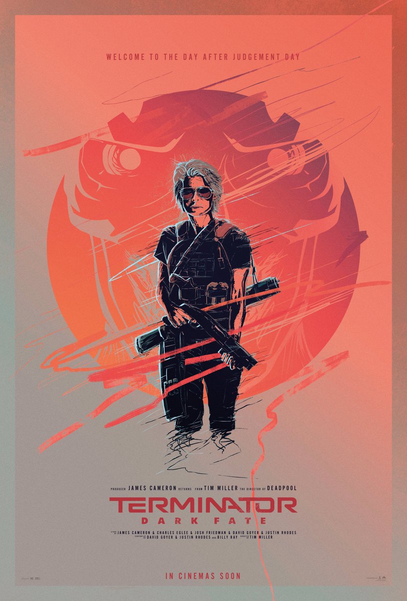 Terminator's tweet image. These original #TerminatorDarkFate posters are absolutely fantastic. Congratulations to all of the winners from the @Talenthouse fan art contest!