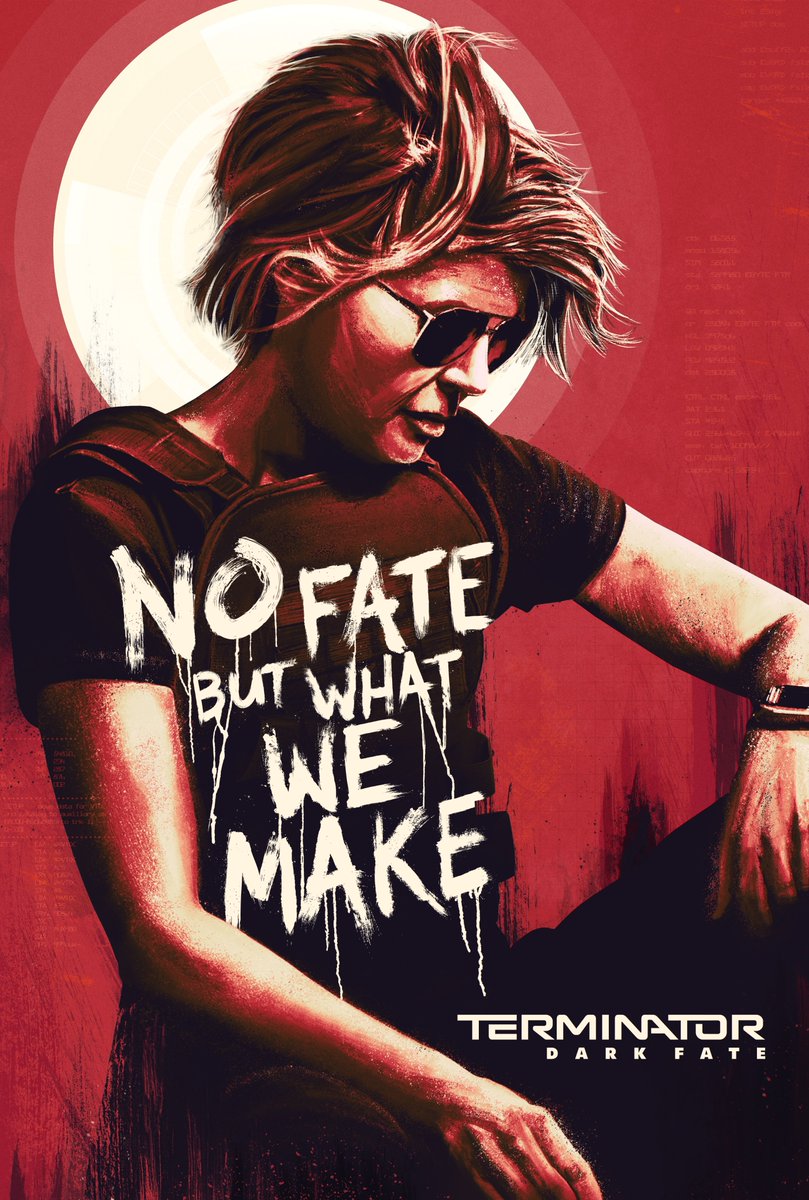 Terminator's tweet image. These original #TerminatorDarkFate posters are absolutely fantastic. Congratulations to all of the winners from the @Talenthouse fan art contest!