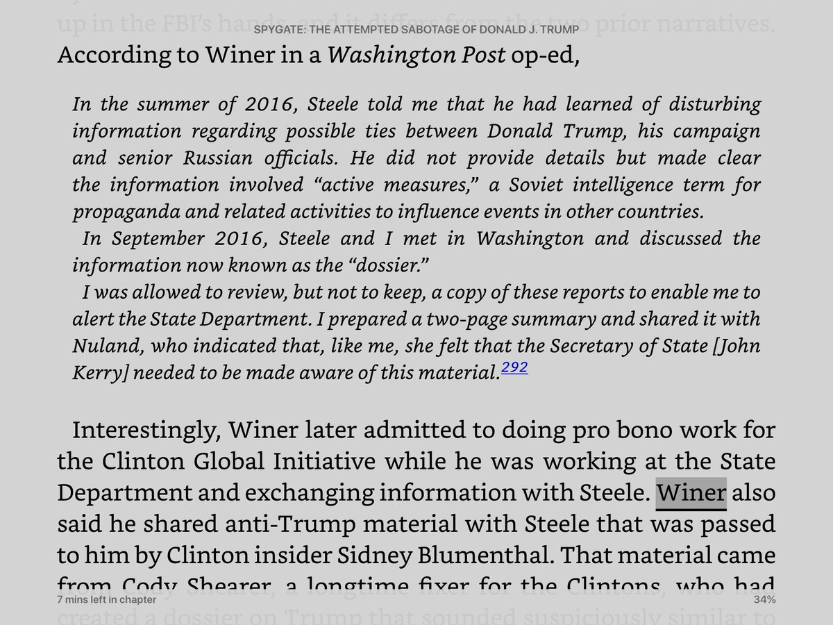 Now let’s look at how Dan Bongino reports on Winer in his book Spygate. These are literally all the regencies to Winer, not including Dan’s very selective ‘timeline.’No Browder, Khodorkovsky. No APCO. Blowspast the fact the WINER introduced Steele to State. Look.