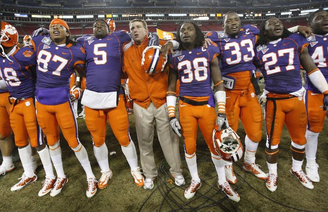 Some of Dabo's most memorable wins in purple include winning the Atlantic in CJ Spiller’s final home game, Spiller’s final game as a Tiger/Dabo’s first bowl win, an homage to the Gaines Adams game at Wake, and the Citadel in 2013, when war hero Daniel Rodriguez scored a TD.