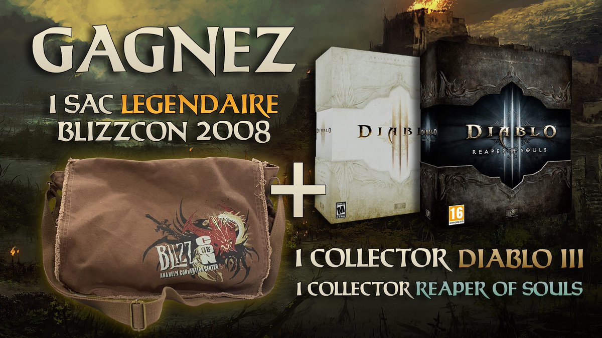 Galions_'s tweet photo. Pour fêter l'annonce de #DiabloIV nous avons du beau loot à vous faire gagner ! 🎁

🔸 1 sac de collection datant de la Blizzcon 2008
🔸 1 collector Diablo III
🔸 1 collector Diablo III : Reaper of Souls

RT + Follow pour participer ! ✅
TAS 08/11 🍀 https://t.co/ha1FiDr2Ng