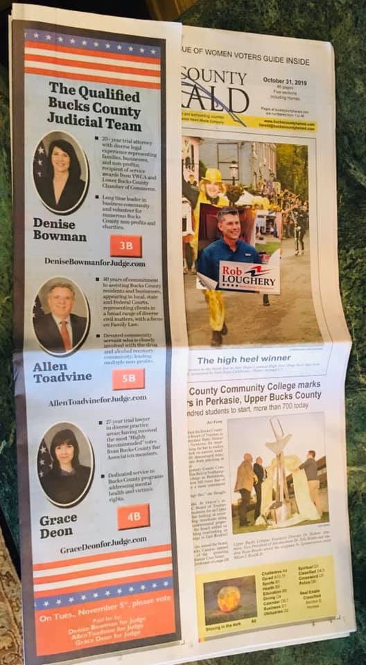 GraceDeon4Judge's tweet photo. 52 HOURS TIL POLLS CLOSE - please vote on Tuesday, November 5th for this team of highly recommended judicial candidates.
#experiencematters #buckscountyjudges #GraceDeon4Judge https://t.co/Du6oHI5uy9
