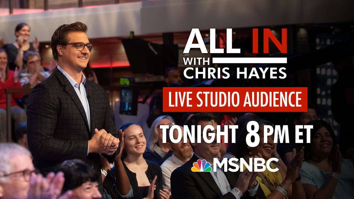 Ready, #inners? Watch tonight's live studio audience broadcast of @AllInWithChris at 8 p.m. ET
