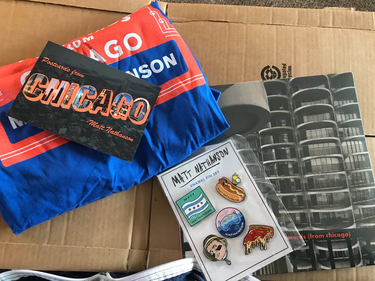 jewels213's tweet photo. Thanks @mattnathanson !! I love it especially the pins😊 #mattnathanson #postcardsfromchicago #billmurray https://t.co/59EKCDiVJu