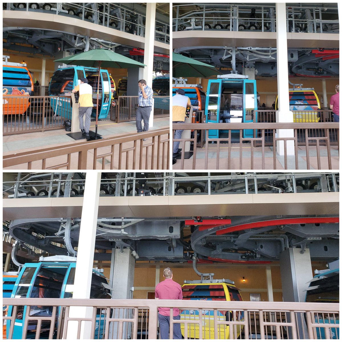 dramaqueenpvd's tweet photo. Epcot Skyliner currently stopped at the Caribbean Beach station. Looks like the gondola didn't want to make the transfer #wdwntfix @WDWNT #skyliner https://t.co/ULspKuAPCL