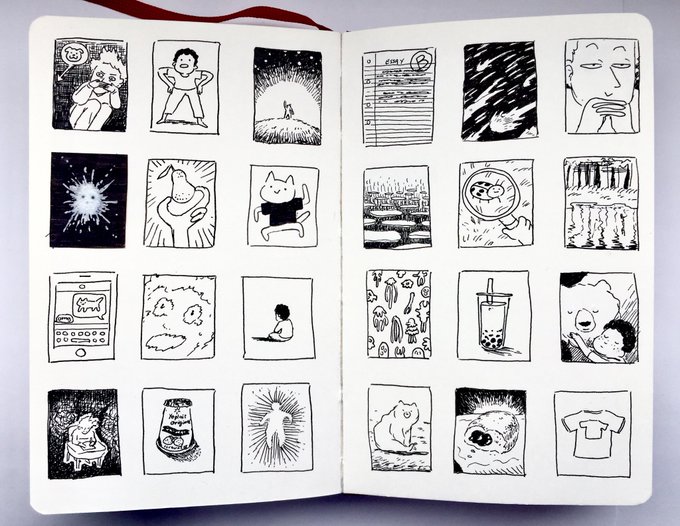 full pages of my tiny #inktober project!! i had so much fun doing this that i'm starting a new project based off of it starting today! :')
(more info on that later) 