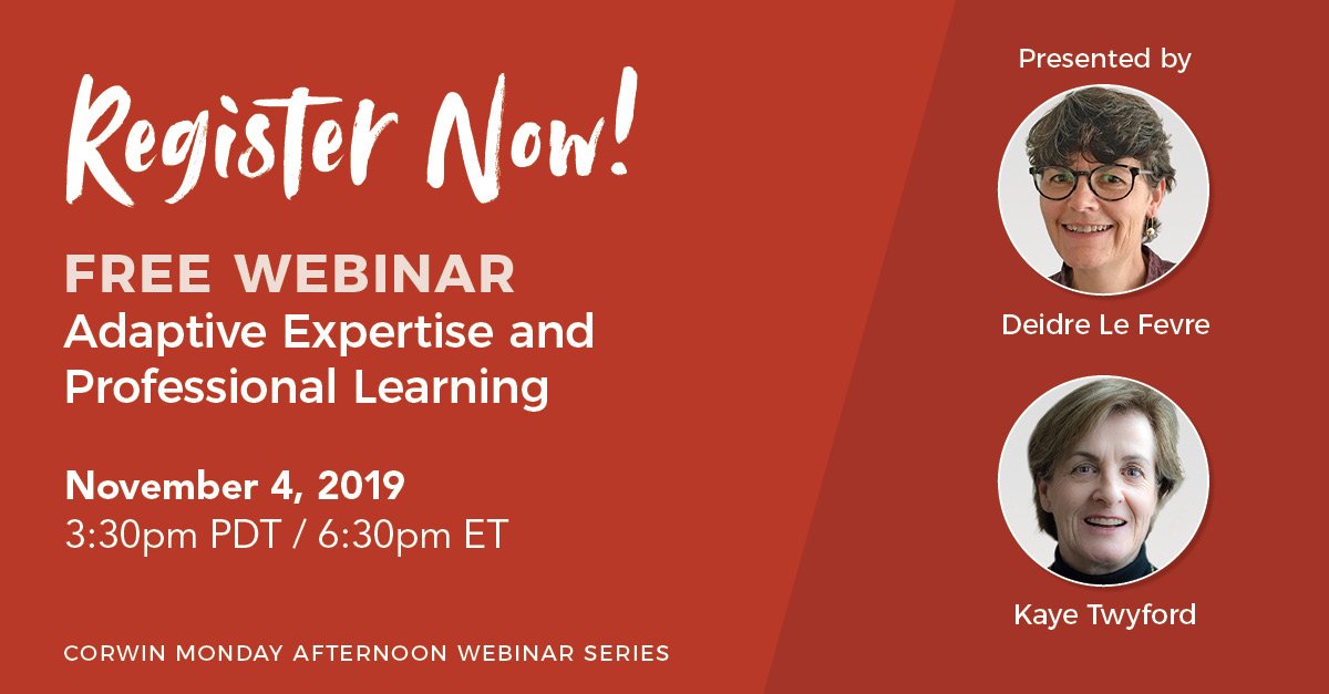 Don't miss out! Catch Deidre Le Fevre and Kaye Twyford as they present on how professional learning in education can respond to growing inequality, and the rapid social and technological change that surrounds us. REGISTER TODAY
ow.ly/6SlH50wYS84