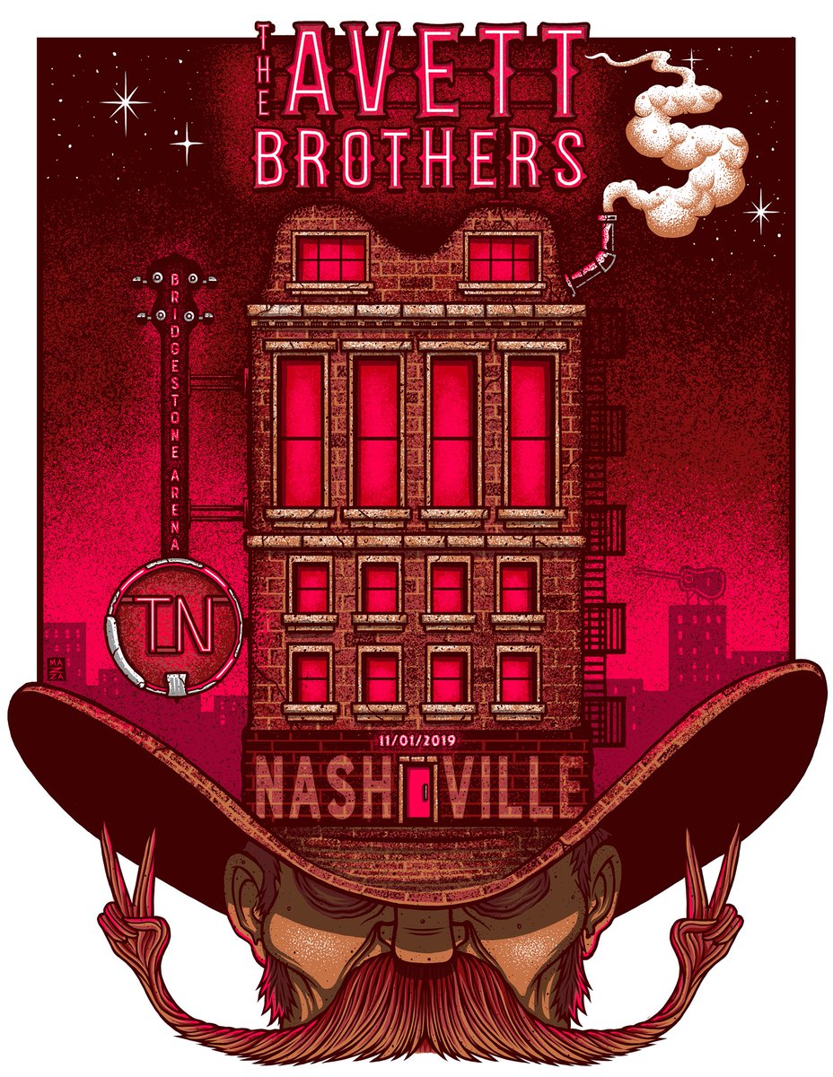 Poster for tonight’s show at <a href="/BrdgstoneArena/">Bridgestone Arena</a> is by Jim Mazza <a href="/MazzaArt/">Jim Mazza</a>.  
Doors: 6:30pm
The Avett Brothers: 8pm
No opener.