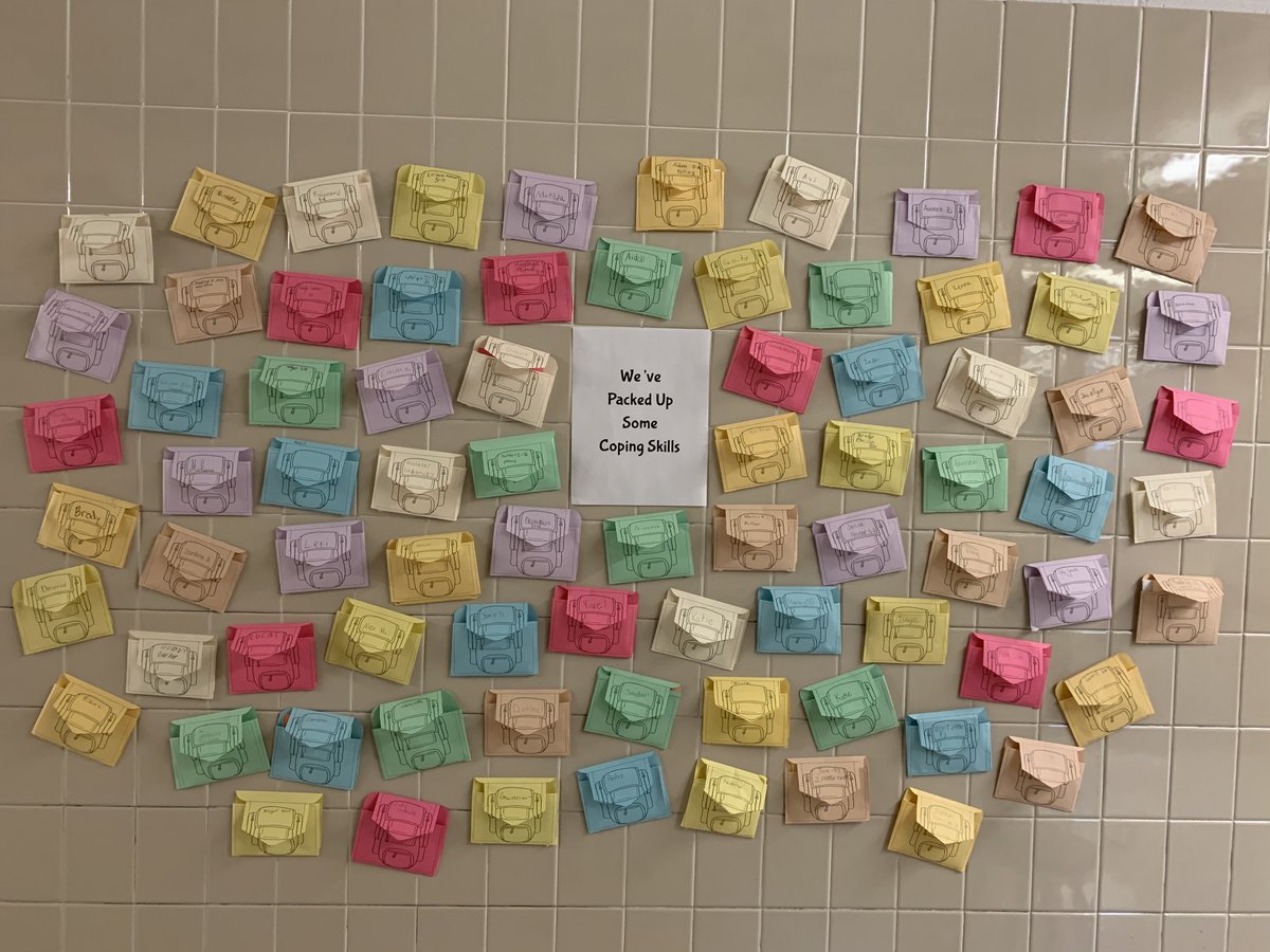 lisa_schramel's tweet photo. Just like students need physical supplies packed in their backpack to be successful, they also need coping skills.  Today we filled our packs with skills that we can use starting today to overcome difficulties.  @sheilaflatau @SCSecondary #JoyfulLeaders #KidsDeserveIt #T2T https://t.co/Kuk9imxhPI