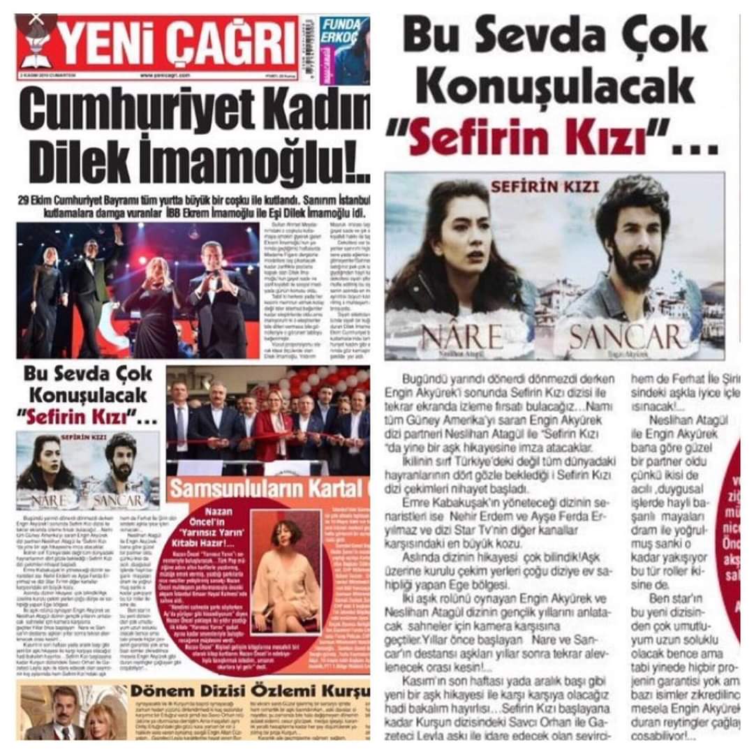 Bu Sevda Çok Konuşulacak “Sefirin Kızı”...  #yenicagrigazetesi 

#SefirinKızı #SefirinKızıDizi #EnginAkyürek #NeslihanAtagül #EmreKabakuşak #SancarVeNare #SancarNare  #startv #ngmediatv #o3medya