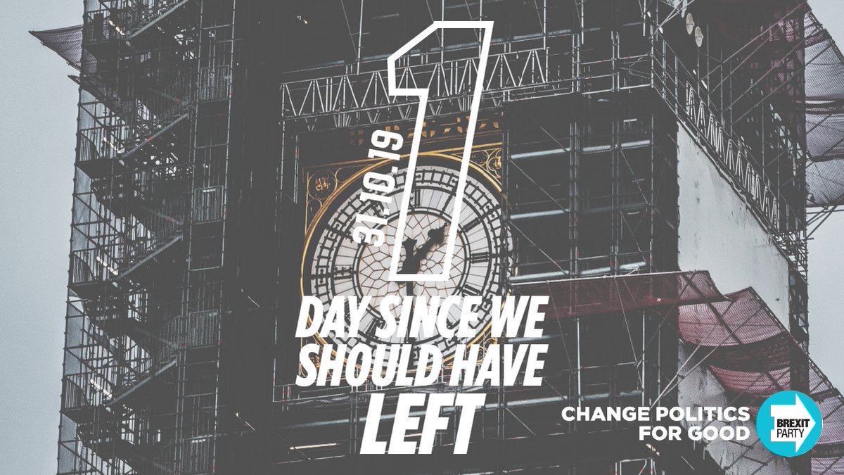 reformparty_uk's tweet photo. One day since we should have left the EU... https://t.co/Q5mNGZRDJ1