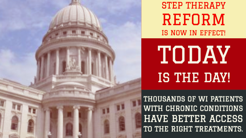 WIStepTherapy's tweet photo. As of today, November 1st, #steptherapy reform is in effect in WI! https://t.co/s4ZTUSOdvk
