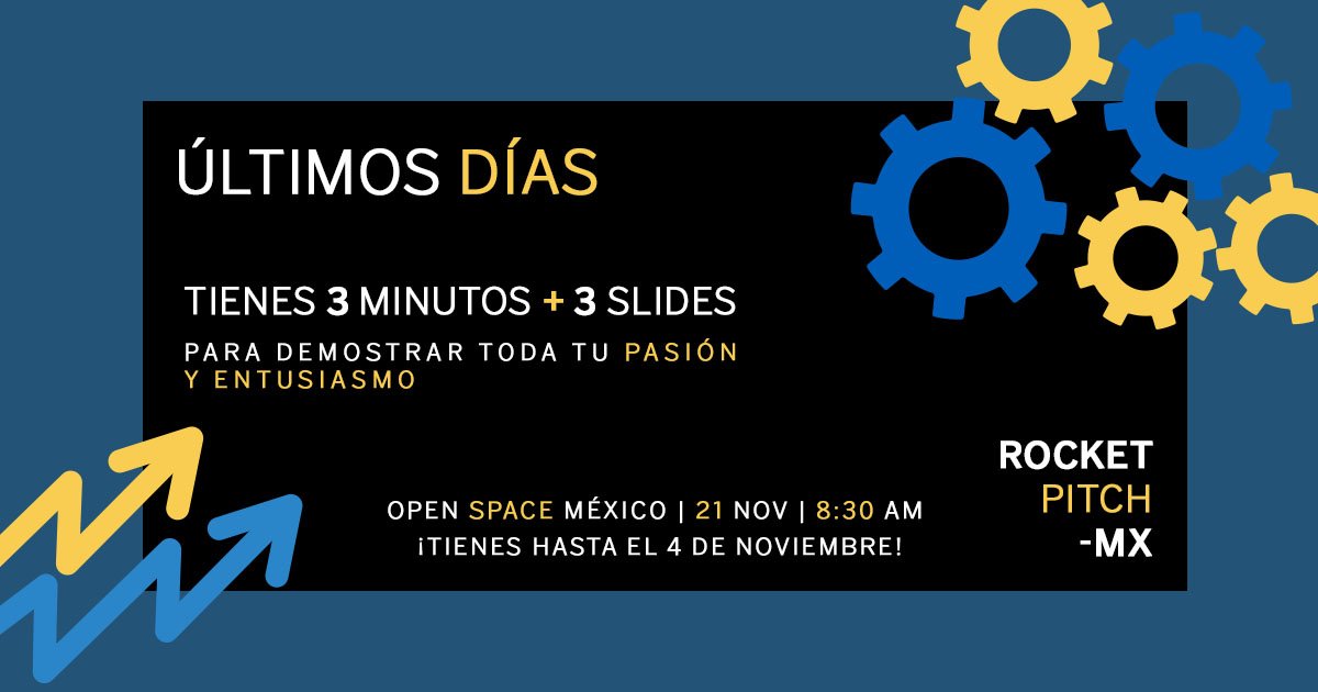 BBVA_Mex's tweet photo. Rocket Pitch México 🇲🇽 es la oportunidad perfecta para impulsar tu StartUp, ❤️ demuestra la pasión por tu negocio en esta innovadora dinámica. Quedan poco días para regÍstrate, dale click aquí. 👉 https://t.co/chbMPKzn9Q https://t.co/OkhU25MrB9