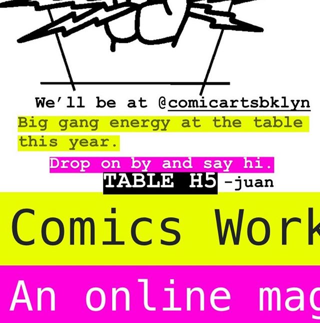 See you tomorrow at @comicartsbklyn. Show is posed to be a great one. Come on by and flip through some short boxes, check out some new zines and comics and talk comics making with us. 11-7pm!

📸 instagram.com/p/B4VsNLSj3m4/