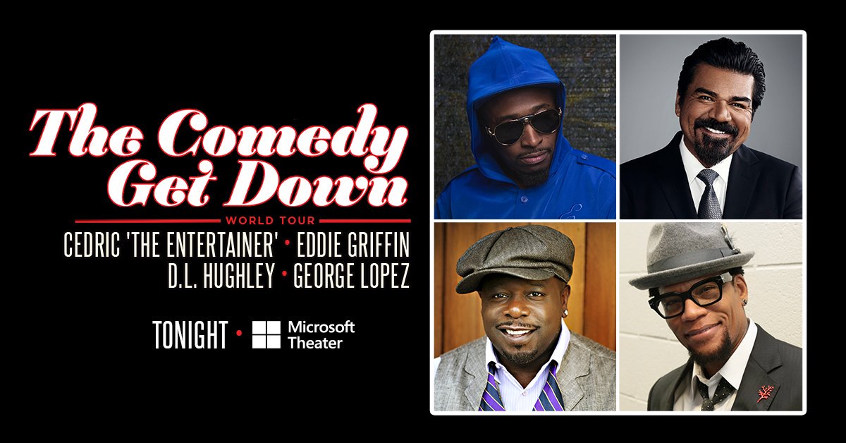 peacock_theater's tweet photo. Tonight: #ComedyGetDown with @CedEntertainer, @EddieGriffinCom, @DLHughleyRadio & @georgelopez
7:00 PM - Doors
8:00 PM - Show Starts https://t.co/edKETC7M16