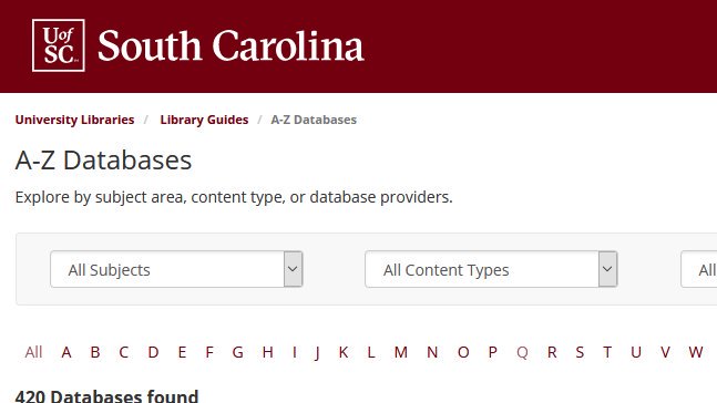 UofSC_TCoop's tweet image. Now that Halloween&apos;s over don&apos;t let assignments scare you. Avoid the cold weather outside and settle in with some of our online databases. 👉  guides.library.sc.edu/az.php 

 #TCoopTips #yourtcoop #uofsc