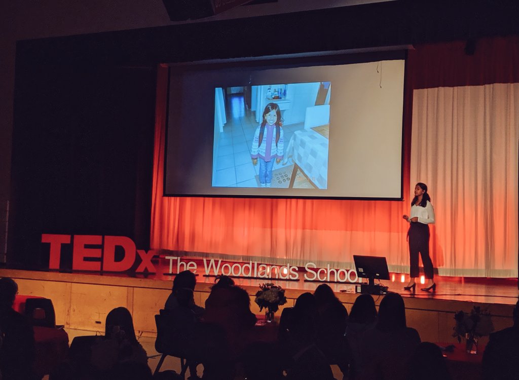 Our first speaker <a href="/neha9upta/">Neha Gupta</a> talking about how she was motivated to learned science through her experience with racism. #TEDxTWS