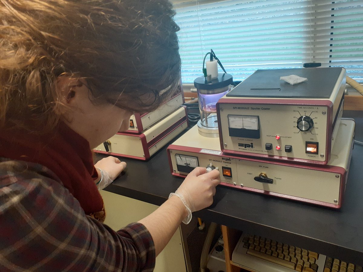 Fiery_Fiona's tweet image. Today @WHOI we sprayed gold 🏅onto crystals 💎! How cool is that!?Stay tuned for next week when Clara and I will shoot a high energy beam at those Au-some conductive crystal surfaces! #volcanoscience #WomenInSTEM