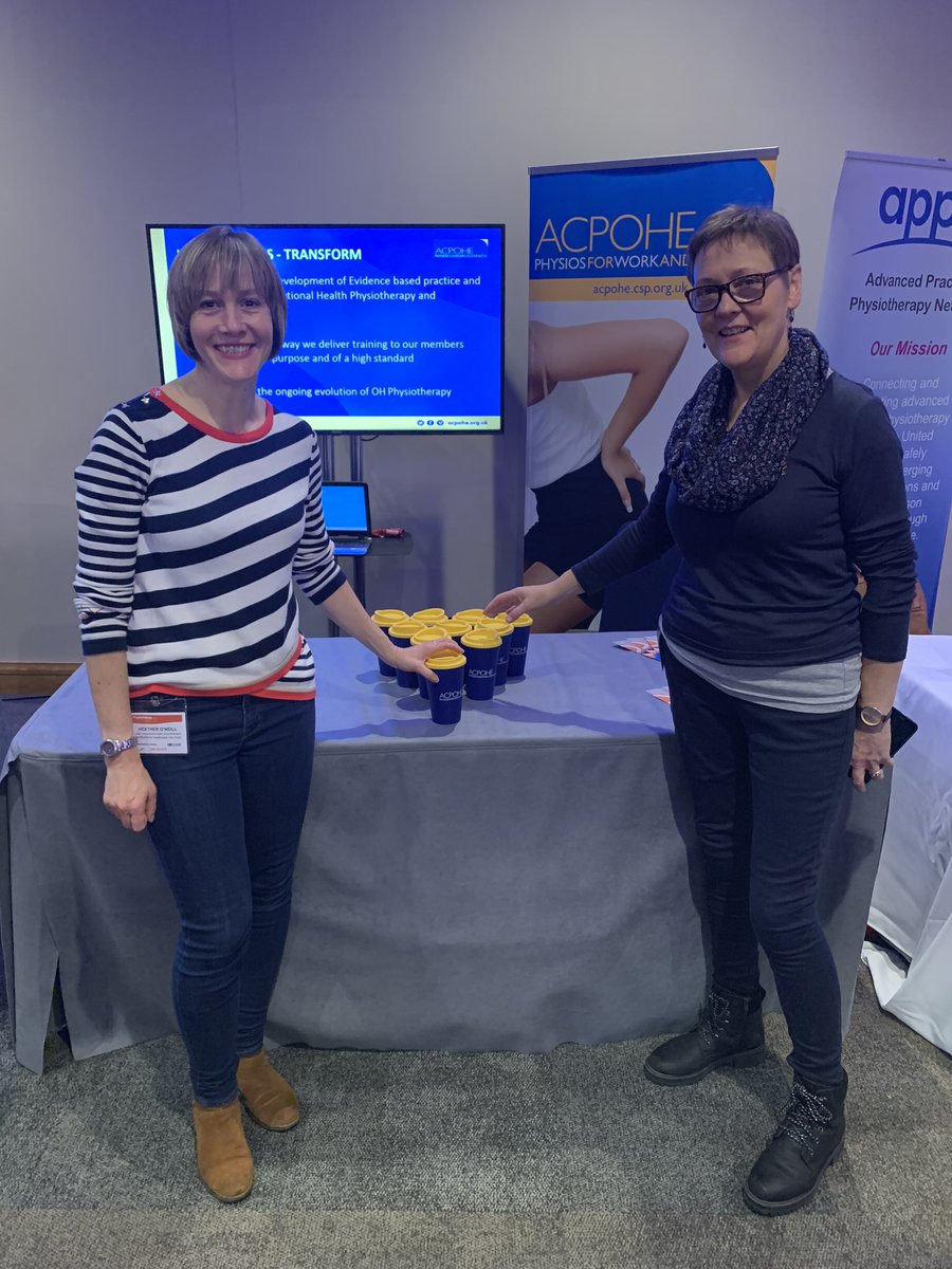 ACPOHE's tweet image. This is @RobKellyPT signing off from the @ACPOHE #TwitterTakeover! Had a busy but brilliant day following the #FitForWork theme @thecsp #Physio19 and tweeting like mad!📱 Handing over to @ashjamesphysio for tomorrow’s takeover 👍 Don’t forget the #ACPOHEmugshot 😜