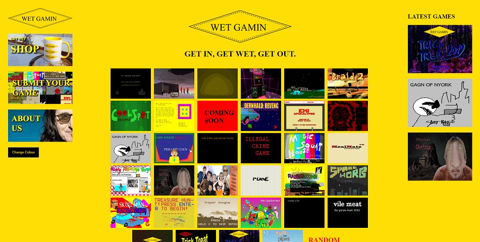 wetgamin's tweet image. what you's think of the new wetgamin.com home page????? just added "sidebar-r" which features the 3 newest games on the site. also now white text on black background turns to black text on yellow background. how cool. #coolwebsite