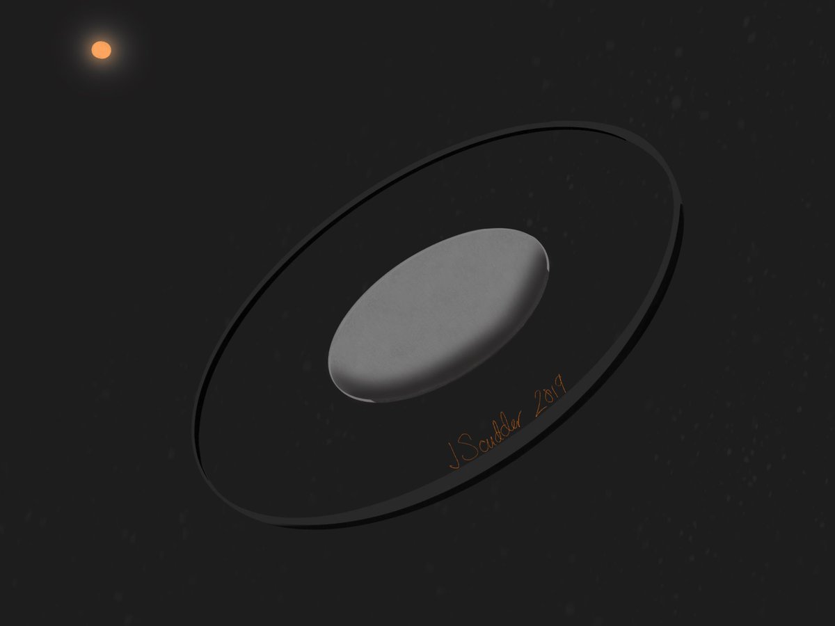 Day 27 was “dwarf planet” so here is Haumea and its weirdly dark ring (I am planning to finish this, even though it’s November now. I’m very close.)  #inktober2019  #spaceinktober