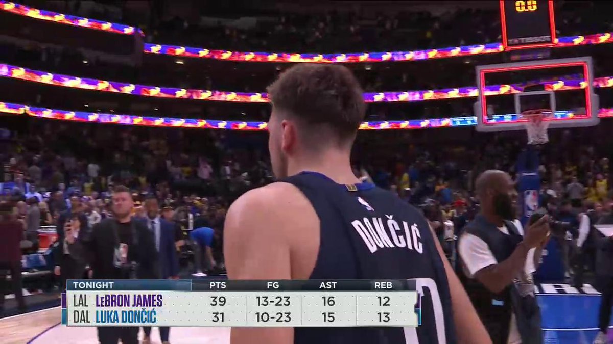 The only way a game like that could end. LeBron dapping Luka and saying βyouβre a bad motherfu***rβ