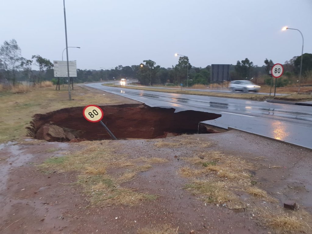 JacobMamaboloSA's tweet photo. I would like to request motorists to take extra caution when driving along Snake Road, Benoni- N12 Southbound. A detailed geotechnical investigations to assess the situation will be carried out. https://t.co/9aKCe017au