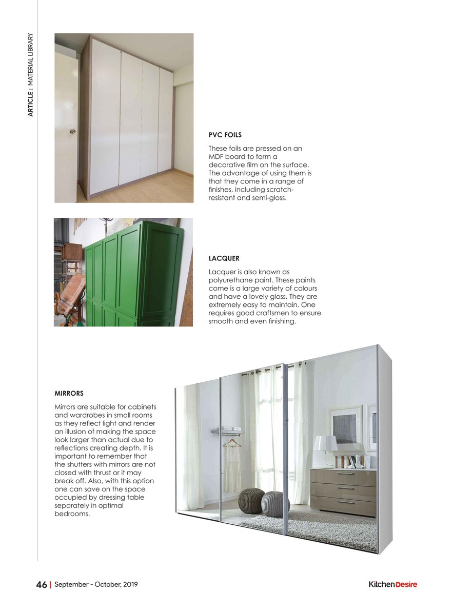 KitchenDesire's tweet photo. A quick guide to finishing materials for wardrobe shutters that add charm to your bedroom décor. 
#WardrobeShutters #StorageGuide #MaterialLibrary #BedroomDécor https://t.co/QYUS0D1FWX