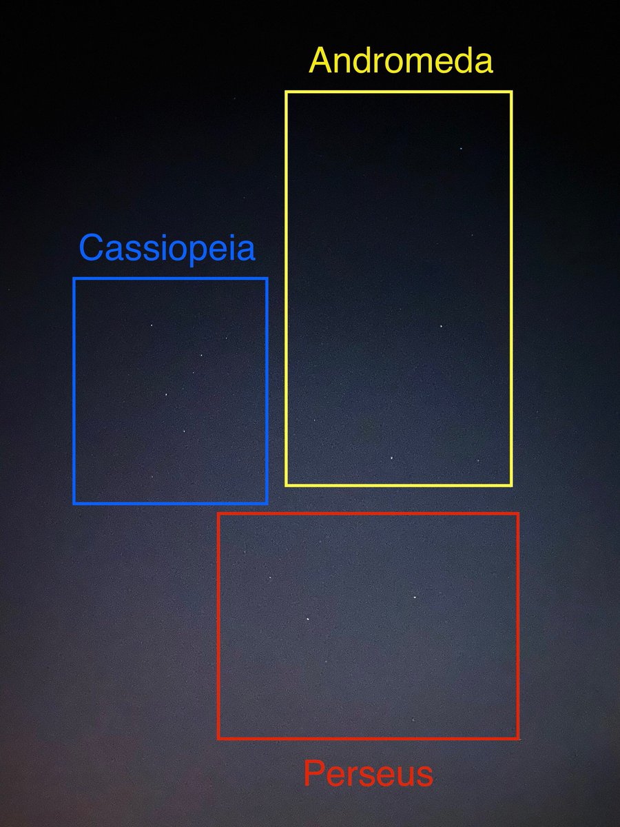 wangpin8012's tweet photo. When the autumn sky is clear you can see above your head the three constellations that share a common character (仙 xian: fairly, immortal, celestial being) in their Chinese names: Perseus (英仙 brave immortal), Cassiopeia (仙后 fairy queen), Andromeda (仙女 celestial maiden). https://t.co/3JtQMJo9wQ