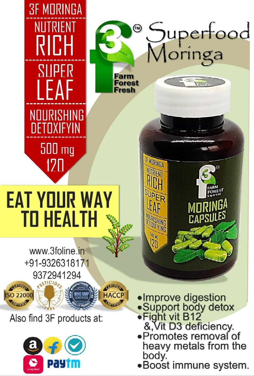 official_3f's tweet photo. Our 3f Moringa Capsules is one of the most potent and powerful ultimate green superfood capsules that are packed with natural amino acids, magnesium, minerals, and vitamins A, B, &amp; C that support healthy blood sugar levels.
Buy Now!!!
#3f #MoringaCapsules #Superfood #Powerful https://t.co/ddCRlkKqIE