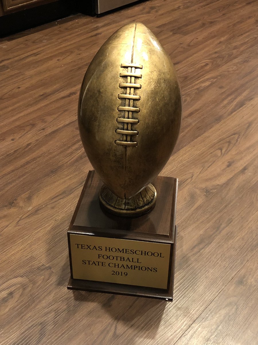 txhsplayoffs's tweet photo. The final piece to complete the list for this weekend has been delivered...the coveted Texas Homeschool State Football Champions 2019 trophy.  Who will get to take this home? 

@spartanftball14 @ihss_dfw @HSAAFootballDFW #northsidelions #texaswind https://t.co/9ZyzIIRQO9
