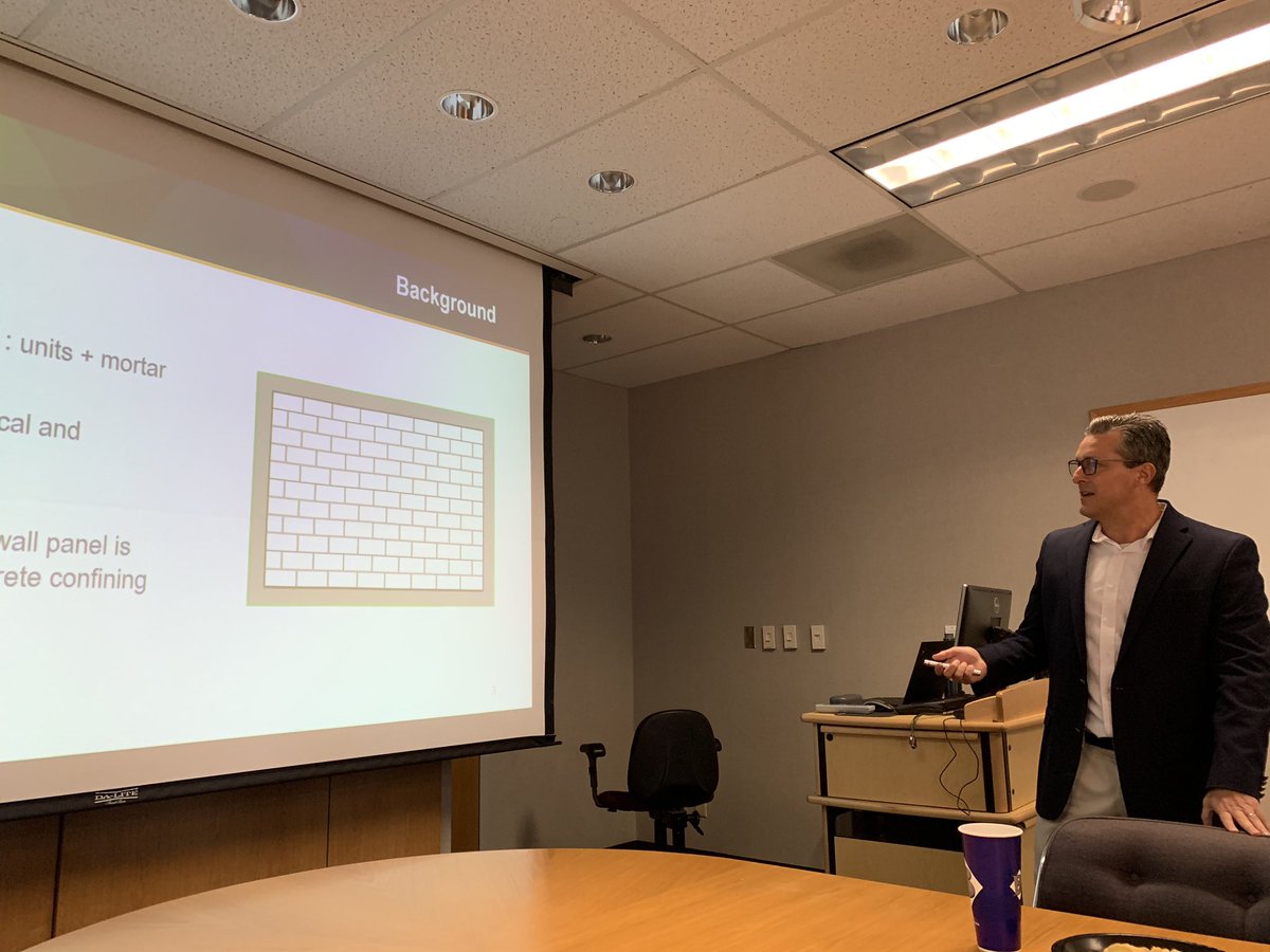 SGLtamu's tweet photo. Dr. Luis Fernandez Baqueiro from the Civil Engineering Department at @UADYoficial &amp; Visiting Professor @TAMU, presents his experimental research on ‘#Autoclaved #Aerated #Concrete Confined #Masonry #Walls’ @TAMUCVEN, to set collaborations on  #discrete &amp; #finite element #modeling https://t.co/Yv7Jd1V6cL