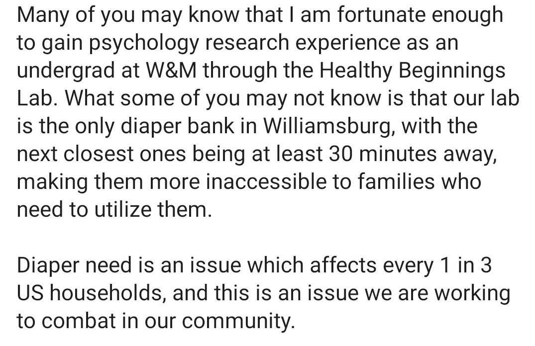 kaateweis's tweet photo. HI EVERYONE!!! MY LAB IS HAVING A DIAPER DRIVE PLEASE DONATE TO US!! I will link all the links from this below, but diaper need affects 1/3 US families!!! please rt this to spread the word and help us to keep distributing diapers to low income families in williamsburg!! 👶 https://t.co/UXOYIkdXfR
