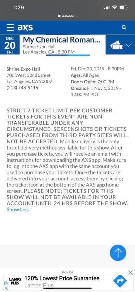 EvanGori's tweet photo. Dear, @MCRofficial ticket bot websites who snatch 2/3 of important concert tickets &amp; resell them for overpriced rates got to your show. Your show was sold out in less than 4 minutes because of it &amp; 3rd party website tickets aren’t accepted. Please give us more shows. Much love ❤️ https://t.co/wtFmJEySmt