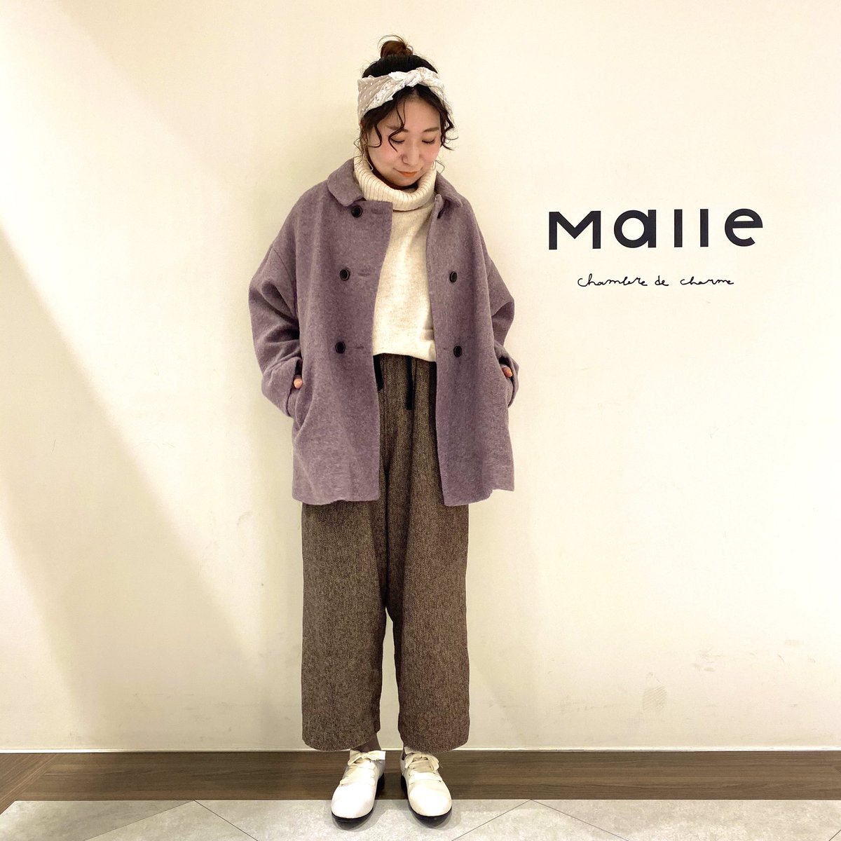 Chambre De Charme Ar Twitter 定番の圧縮ウールコートのご紹介 ウール生地を密に加工することで目がつまり その分あたたかく とても軽いコートに仕上げています ベージュ カーキ パープル ネイビー ミディコート 17 800 Tax ロングコート
