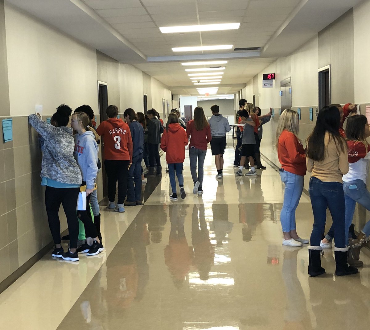 megamathteacher's tweet photo. So proud of our kids working hard on their slope-intercept vs point-slope form walk around today! They enjoy doing these and really gets those discussions and peer-to-peer teaching moments going 😁 @MidloHeritage #algebrafun https://t.co/GmdZuozuKl