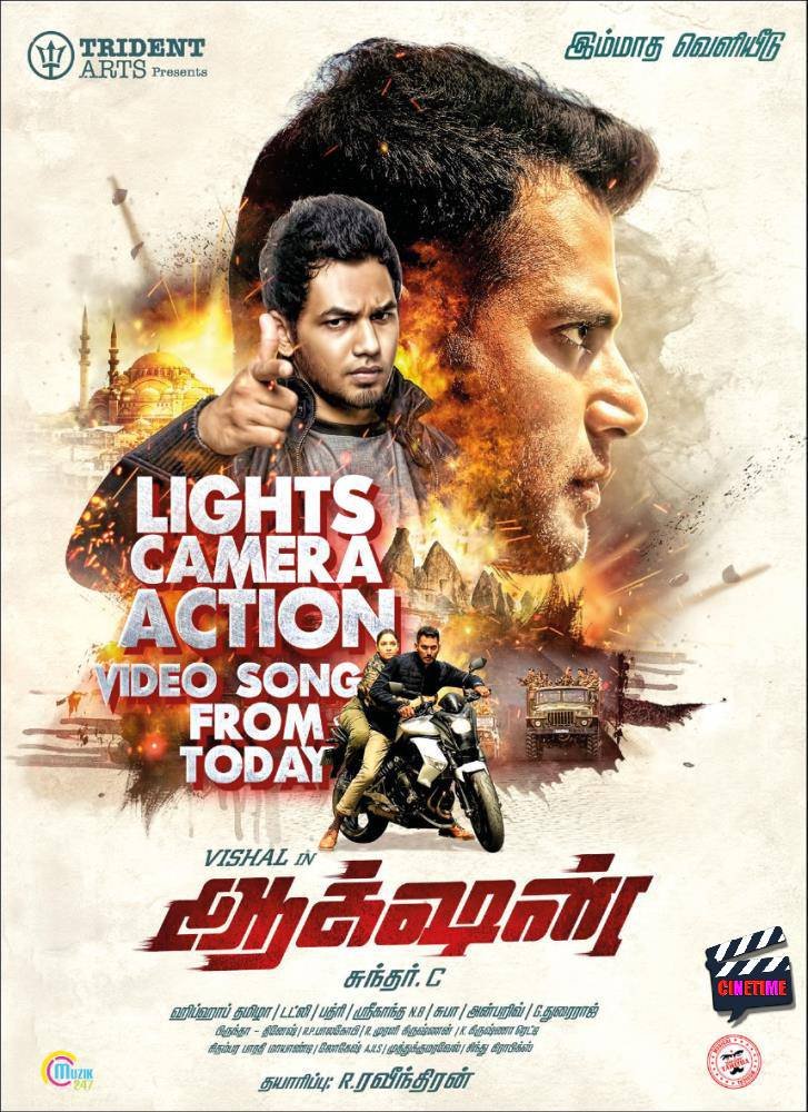 #Action Second single From Today #LightsCameraAction get ready for the Visual Treat by <a href="/hiphoptamizha/">Hiphop Tamizha</a> <a href="/VishalKOfficial/">Vishal</a> <a href="/VffVishal/">Vishal Film Factory</a> <a href="/tridentartsoffl/">Trident Arts</a> <a href="/Muzik247in/">Muzik247</a> <a href="/tamannaahspeaks/">Tamannaah Bhatia</a> @vishalthambi <a href="/VishalFans24x7/">Vishal Fans 24x7</a> <a href="/puri_akanksha/">Akanksha Puri</a> <a href="/chayasingh16/">Chaya Singh</a> @AishwaryaLeksh4 <a href="/khushsundar/">KhushbuSundar</a> 🤩🔥🔥🔥😎😎😍