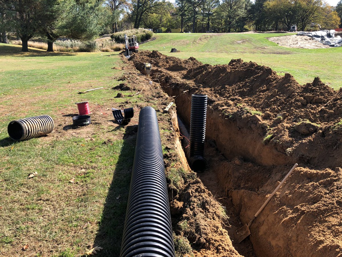 500 feet of 12 inch drain pipe installed on 1.