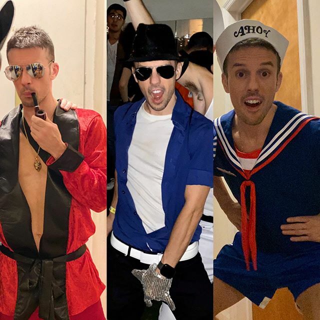 ChrisRyanNYC's tweet photo. Not one but THREE costumes for #Halloween2019 ! This is getting more and more expensive each year! #hughhefner #stevestrangerthings #michaeljackson #chrisryannyc https://t.co/vYfl0UR97D https://t.co/80xGsQud2L