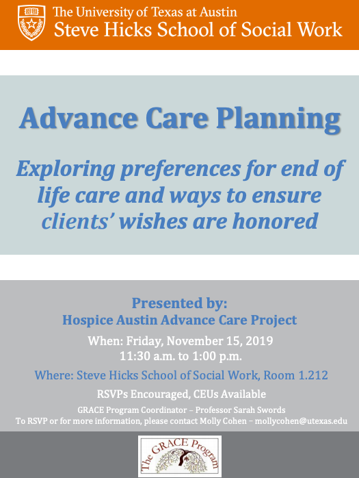 TxAging's tweet photo. Upcoming event sponsored by GRACE Program at UT. The presentation will incorporate a screening of Being Mortal, focused on the work of Dr. Atul Gowande, a discussion of advance care planning, and time for Q and A.  See below for details. https://t.co/RqUgw8VdOr